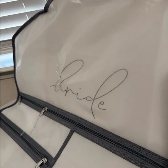 David's Bridal White and Gray Travel Garment Bag - Picture 4 of 7